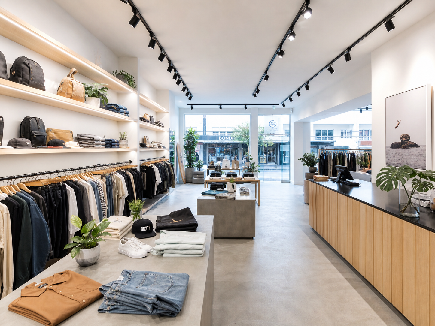 4000K cool white retail store BONDI with track lighting system