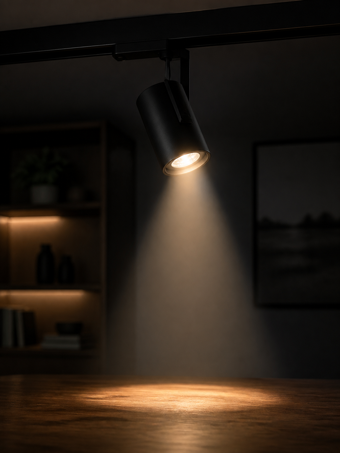 Adjustable track light head with rotatable beam direction for precise aiming