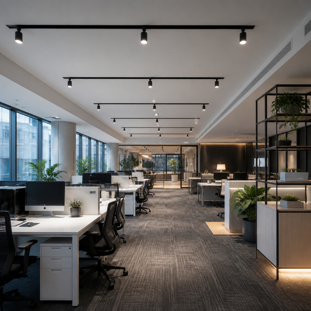 0-10V track lighting in an office