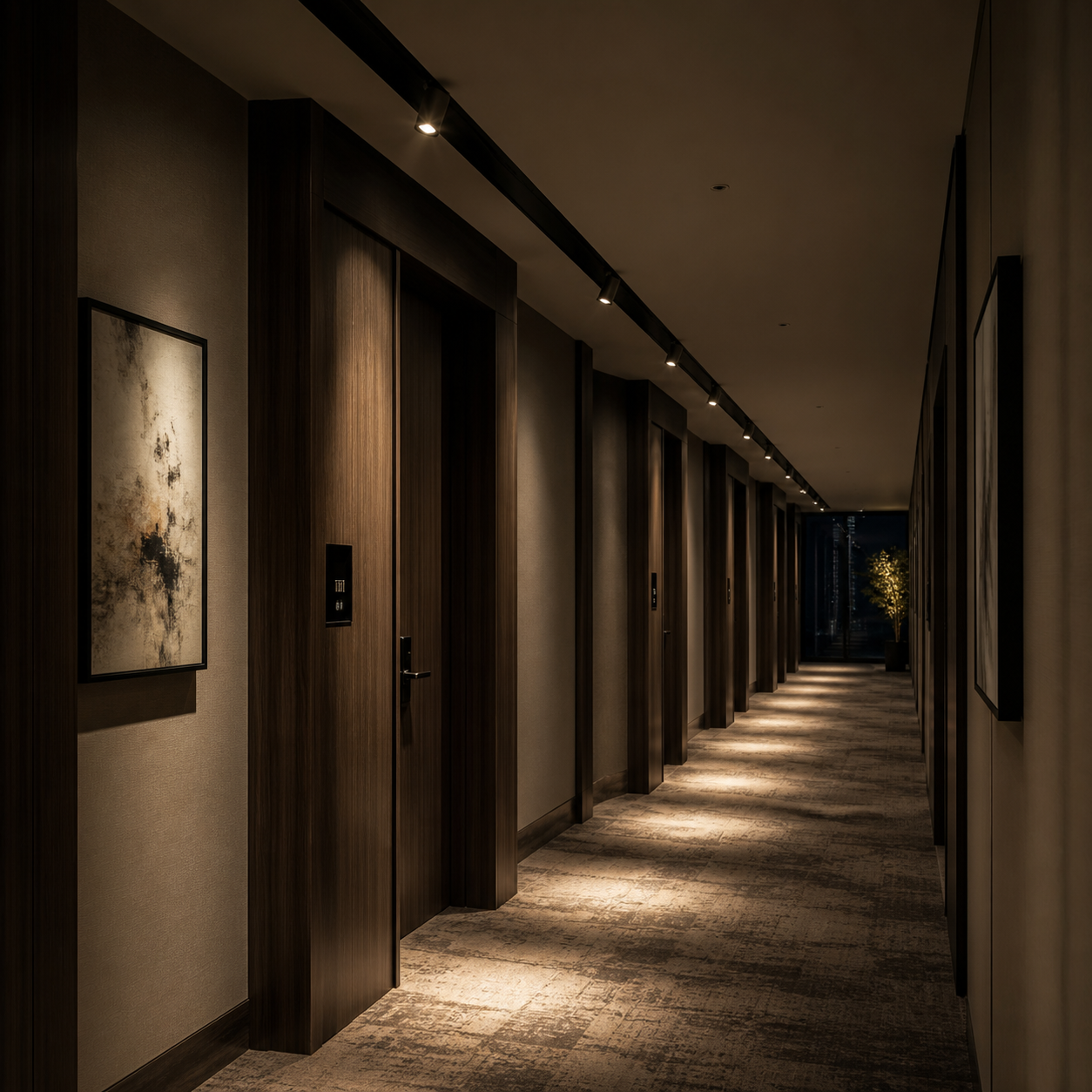 DALI track lighting hotel corridor