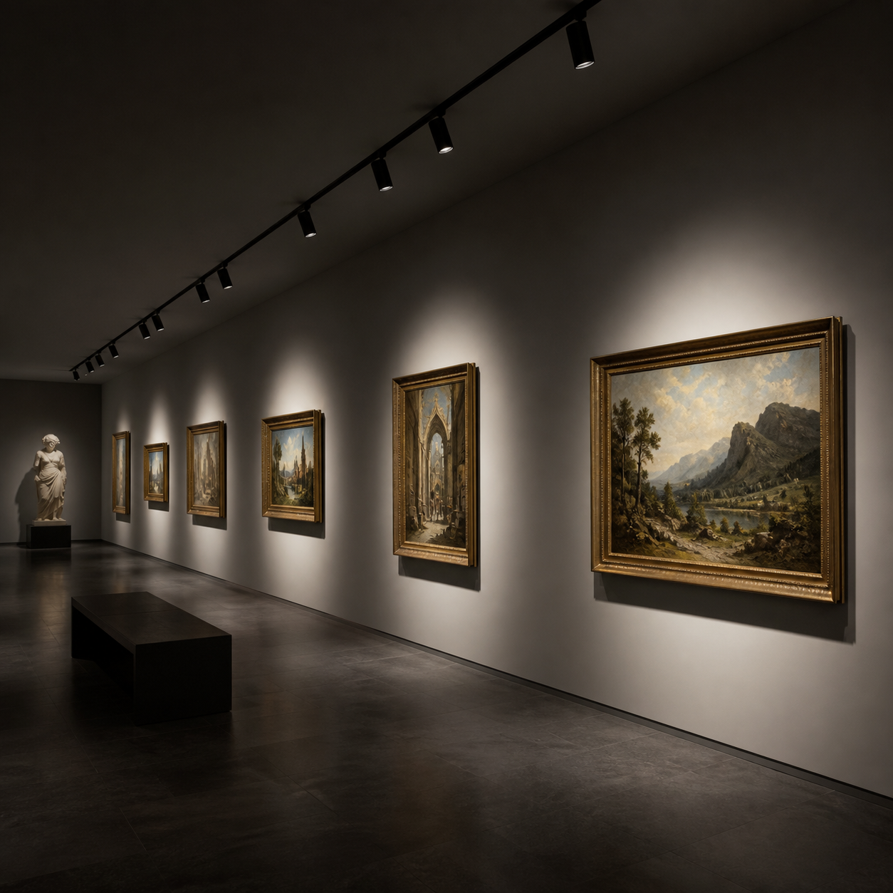 DALI track lighting art gallery