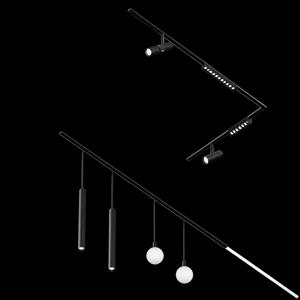 magnetic track system with multiple LED heads