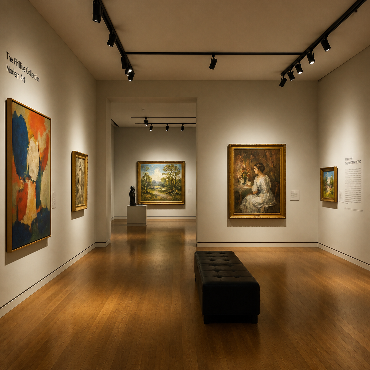luxury museum gallery interior track lighting