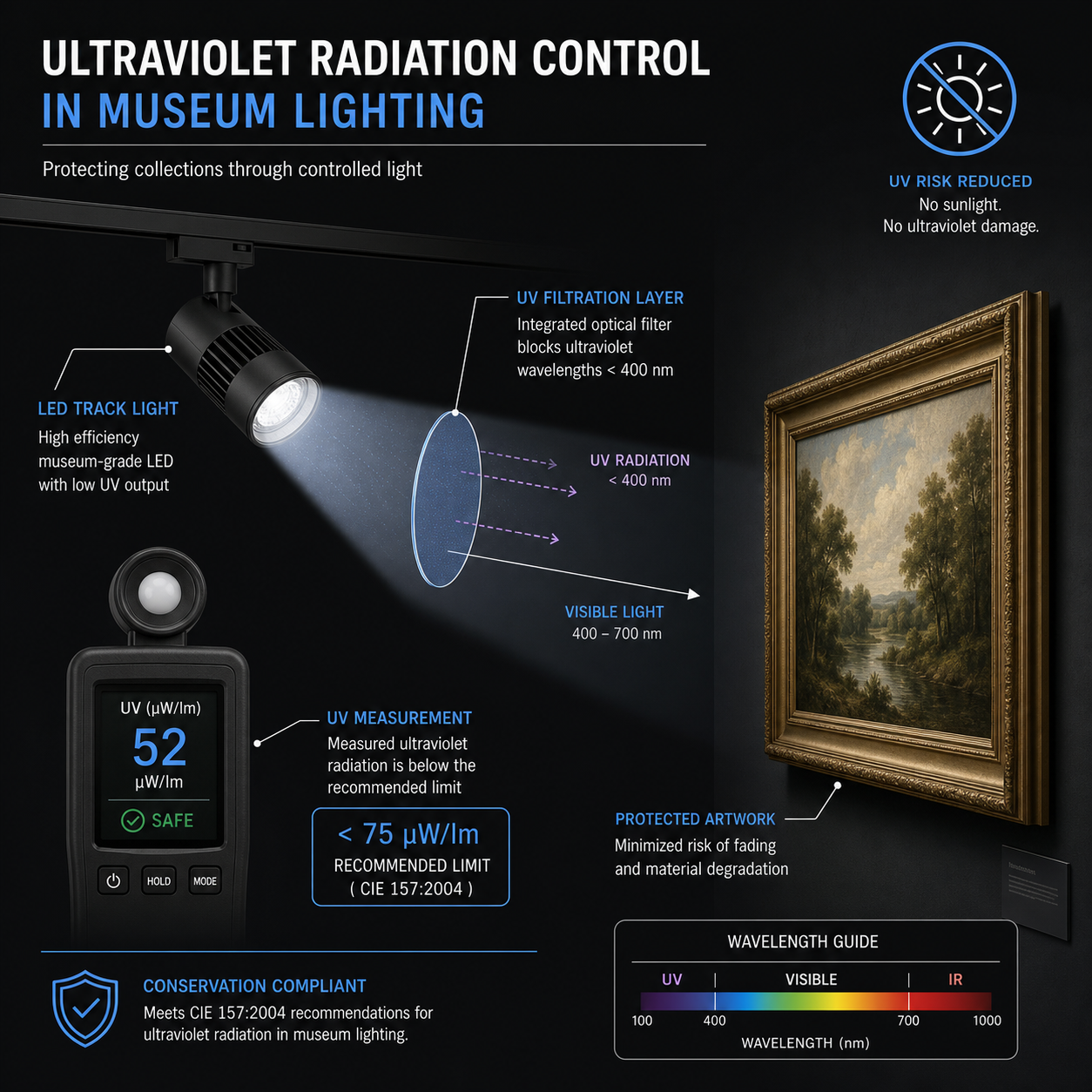 museum lighting UV control diagram