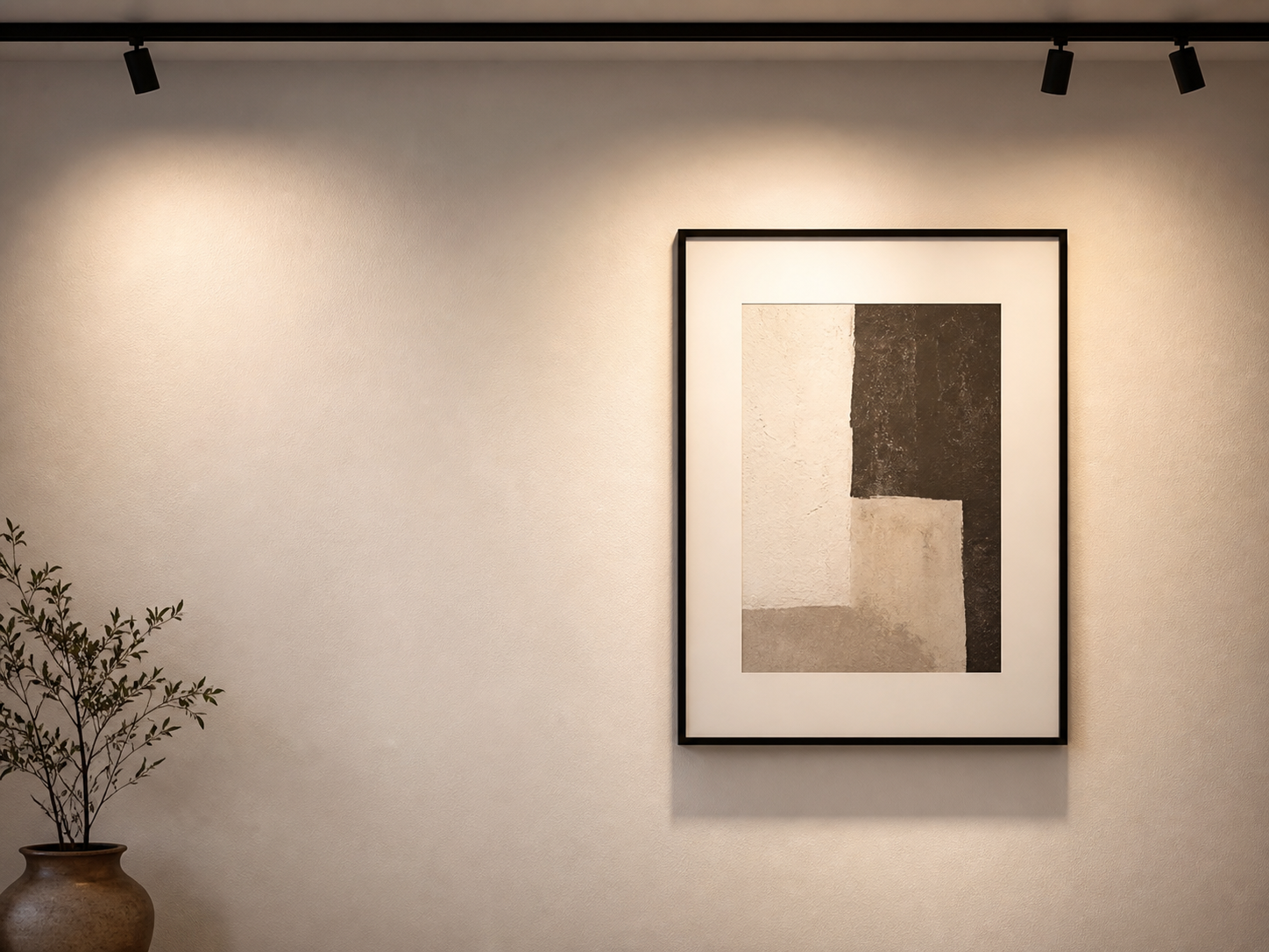 Wall wash lighting effect using a wide 60 degree track light beam angle